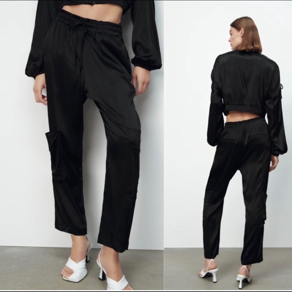 New with tags Zara satin cargo pants